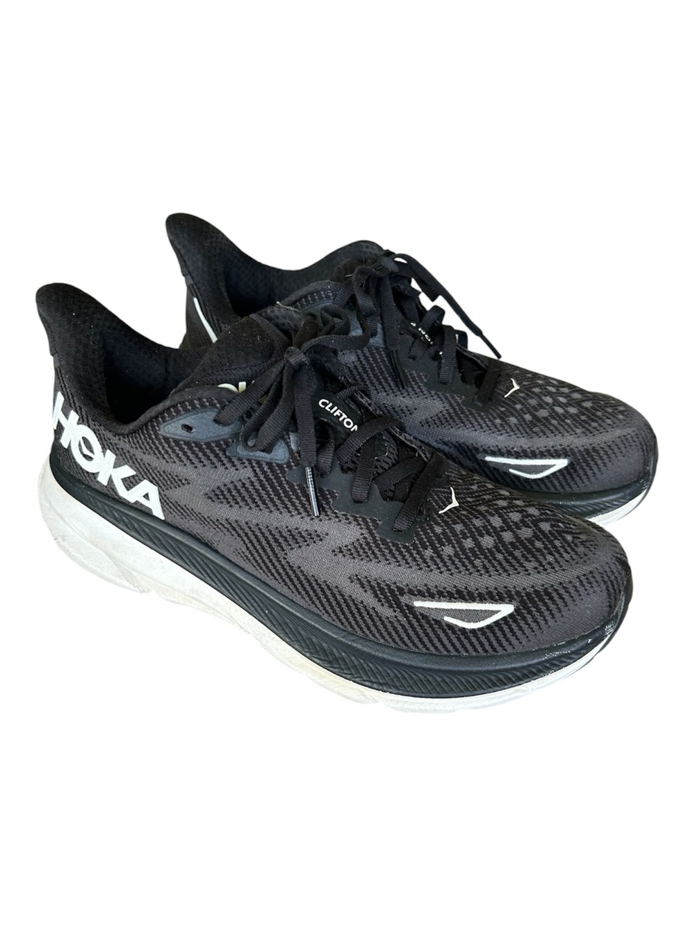 Hoka Clifton 9 Women’s Black White Sneakers Walking Running Shoes 8.5